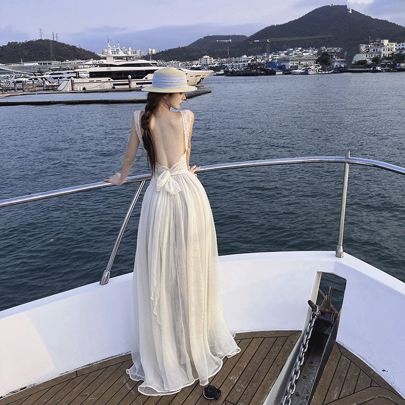 Strap Lace Camisole Resort Dress Maxi Skirt