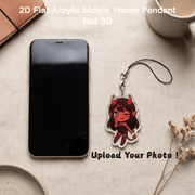 Custom Demon Girl Anime Charm Phone Lanyard with Winking Chibi