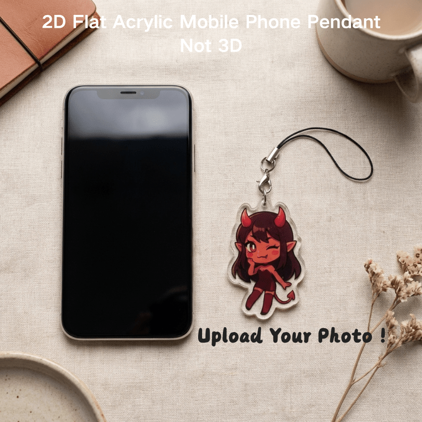 Custom Demon Girl Anime Charm Phone Lanyard with Winking Chibi