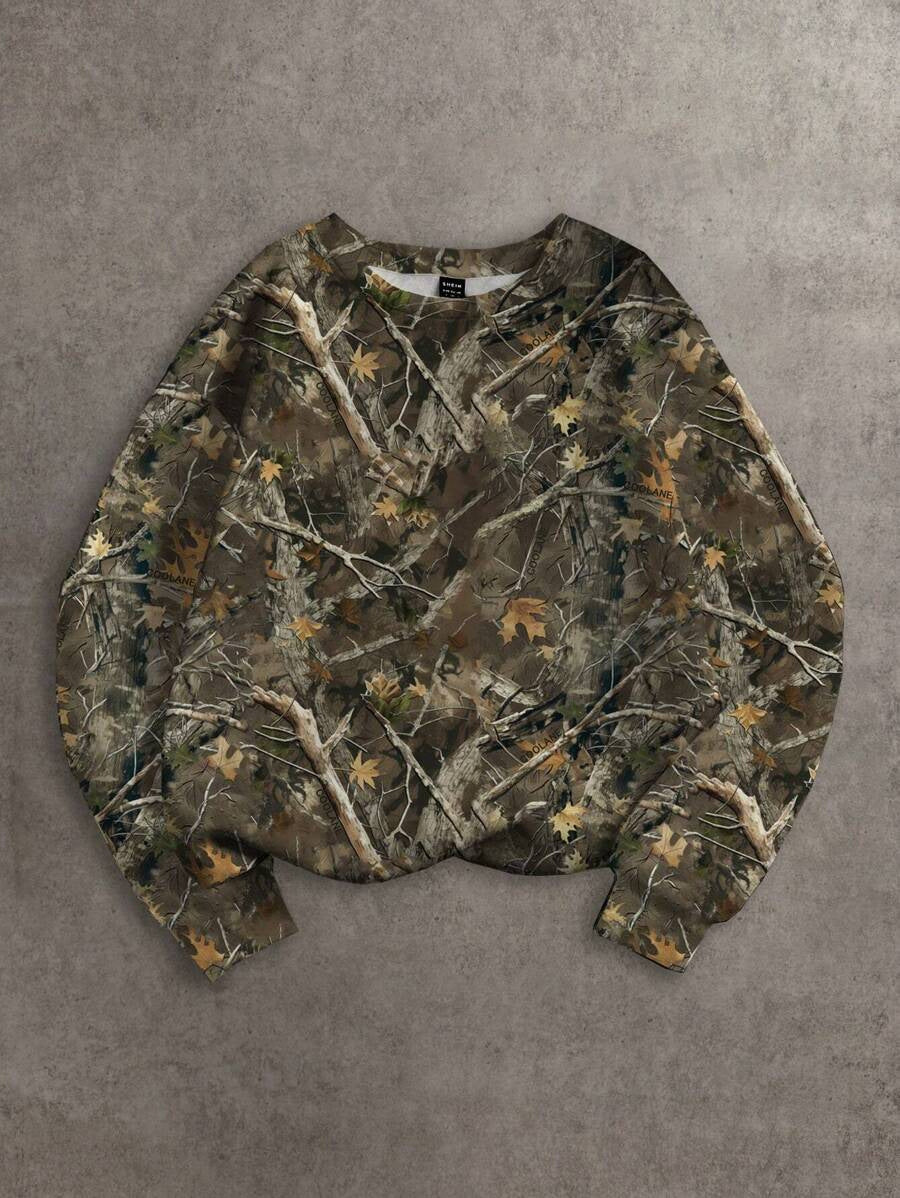 Plus Size Printed Crew Neck Pullover Sweatshirt
