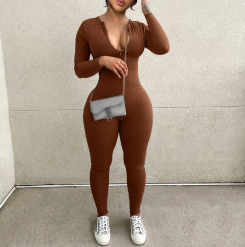 Women's Long Sleeve Tight Jumpsuit Street Fashion Romper
