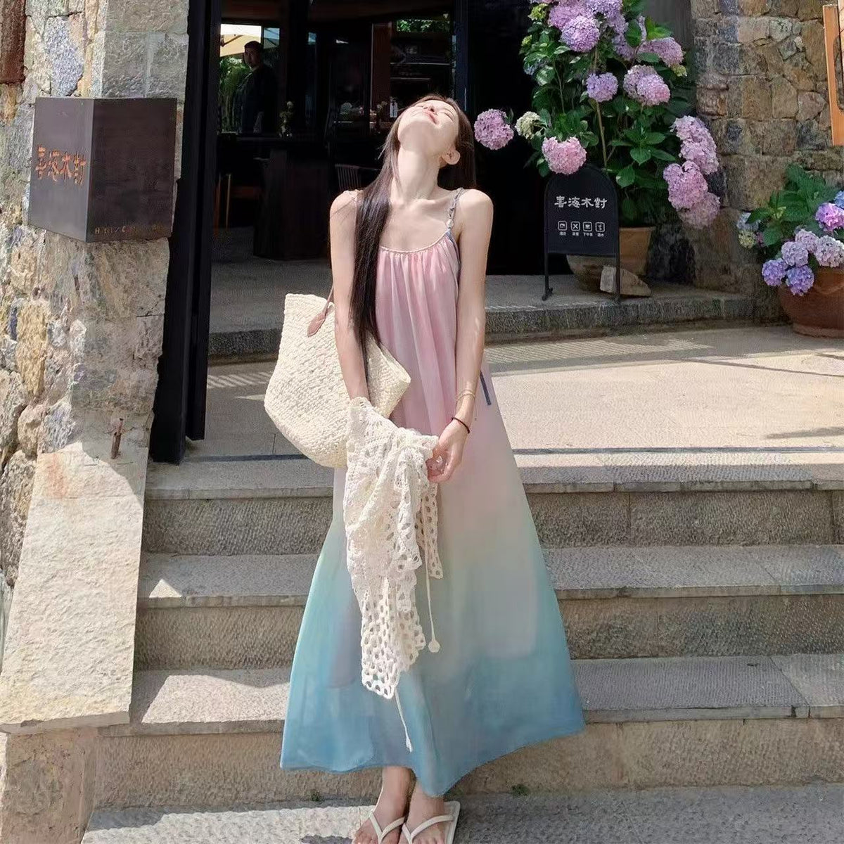 Sweet Ombre Beach-chic Strap Dress