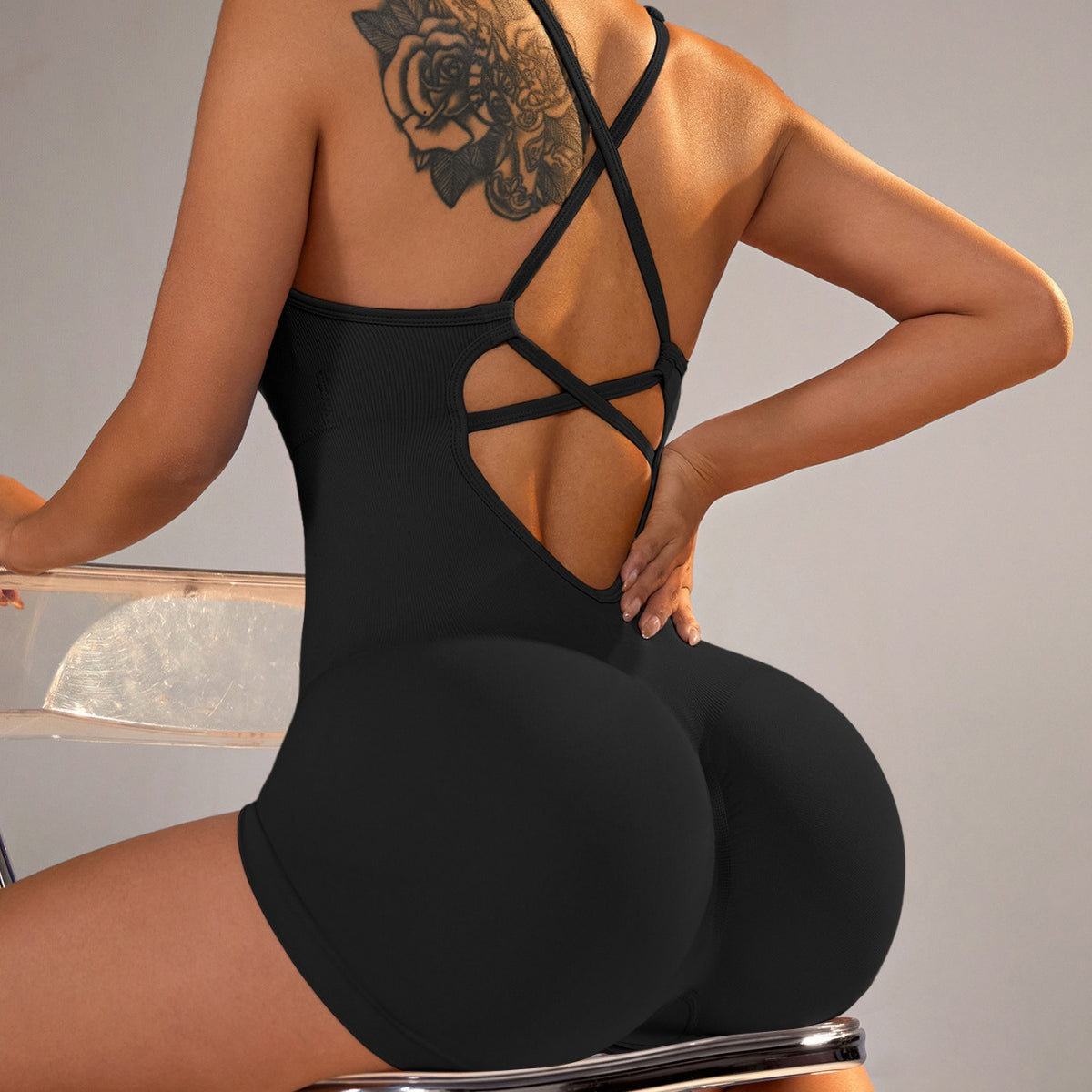 Women's Seamless One-Piece Yoga Romper for Fitness
