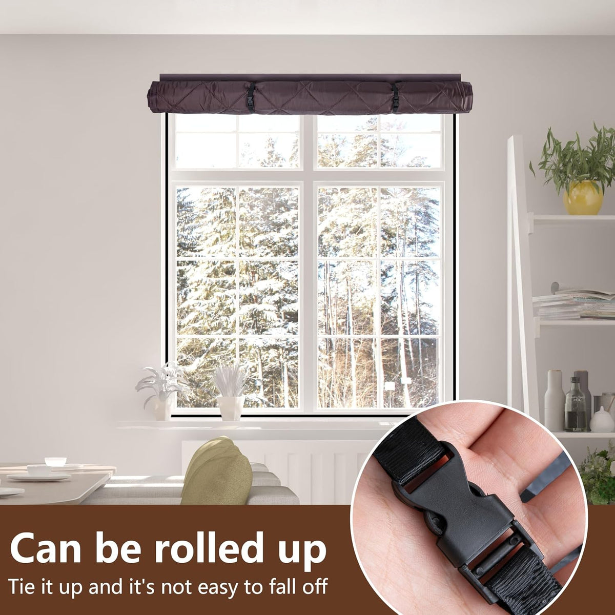 Thick Oxford Cloth Diamond Grid Magnetic Thermal Insulated Door Curtain, Wind Cold Barrier Foldable Roll Up Door Drape with Storage Buckle, Punch-resistant Energy Saving Insulation Door Screen for Hou