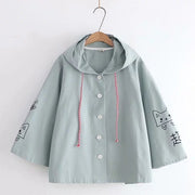 Colorful Printed Drawstring Hooded Coat for Women