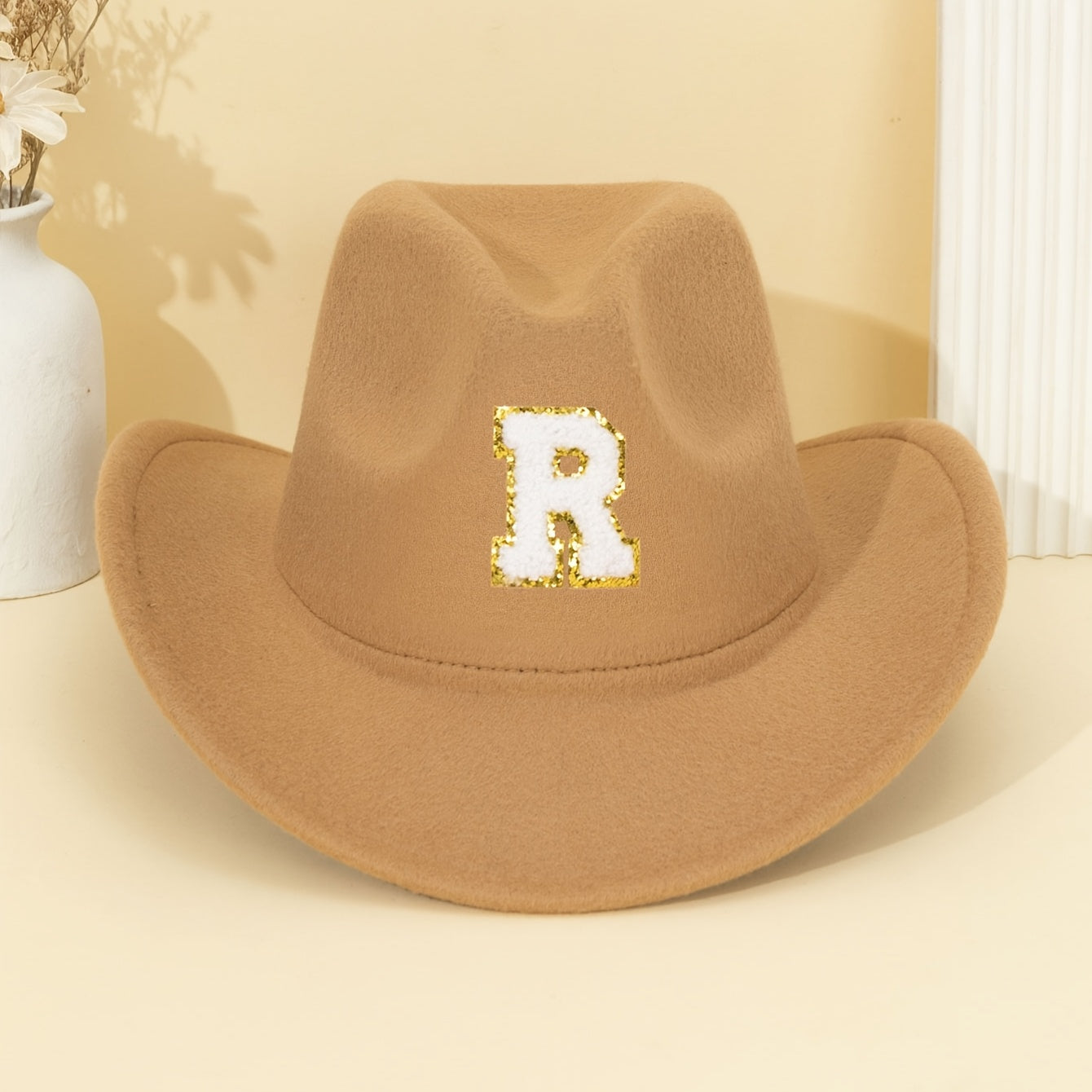 Khaki Alphabet Letter Fedora Hat