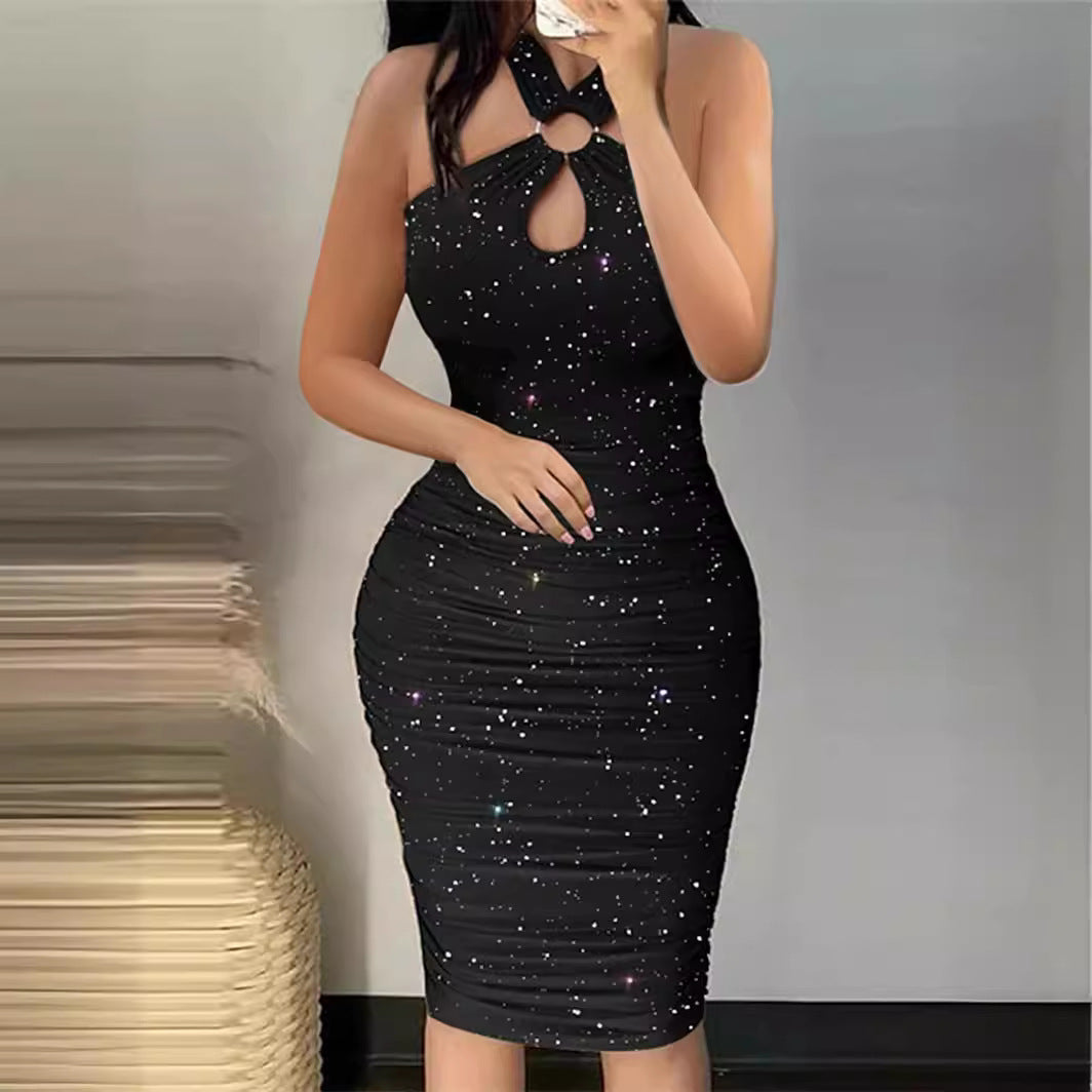 Fashionable Halter-neck Bodycon Sleeveless Dress