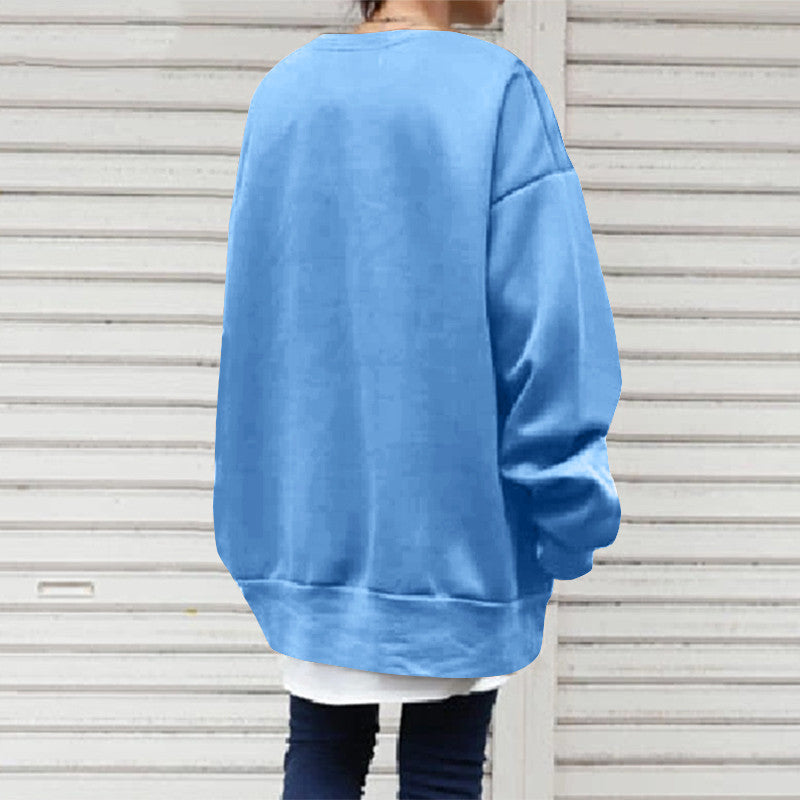 Women's Cozy Round Neck Loose Pullover Sweater