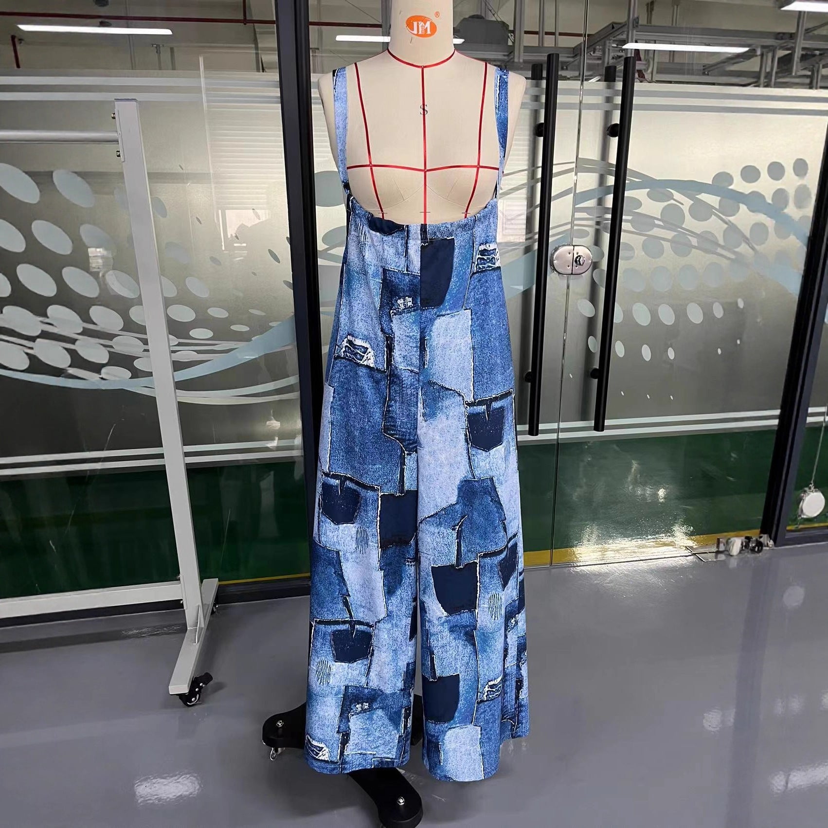 Irregular Patchwork Printed Wide-leg Lantern Pants