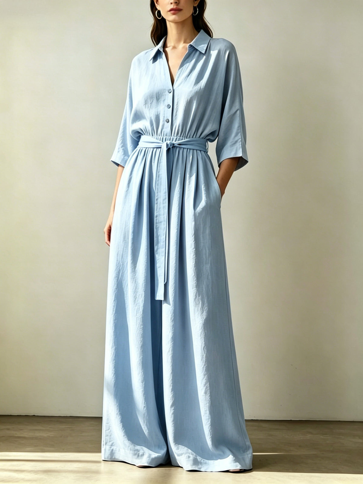 Chic Linen Wide-Leg Pants with Waist Tie