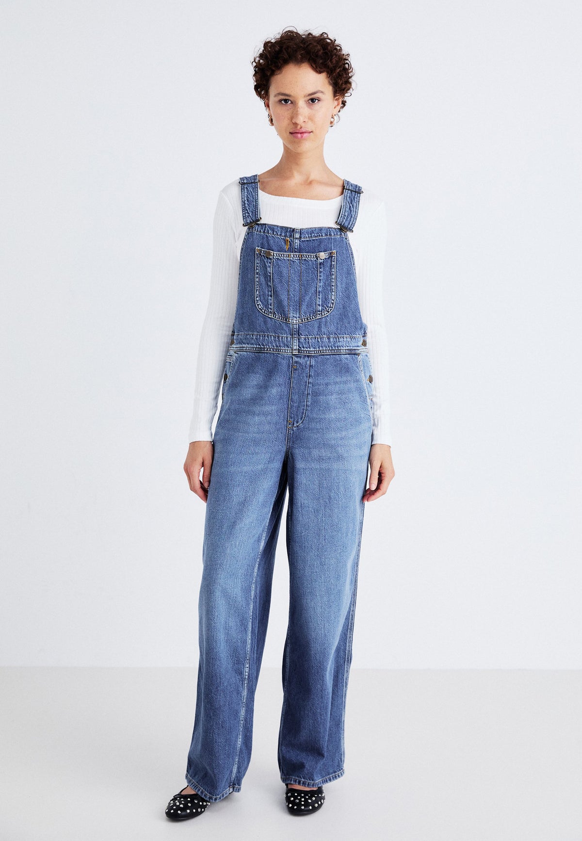 Fashion Loose And Slimming Women's Denim Suspender Trousers