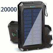 20,000mAh Solar Power Bank with Dual USB Ports and Built-in Flashlight