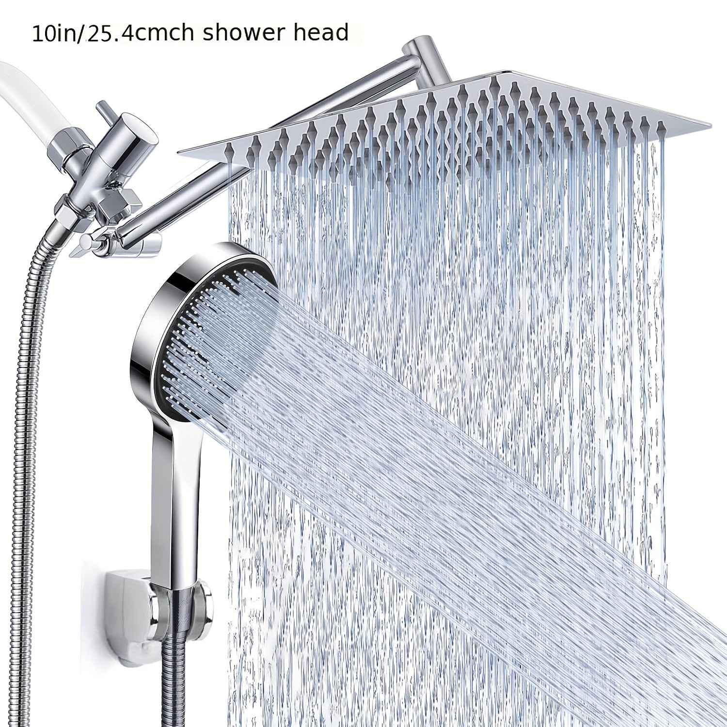 Chrome Shower Head with 11" Extension Arm and 9 Spray Settings