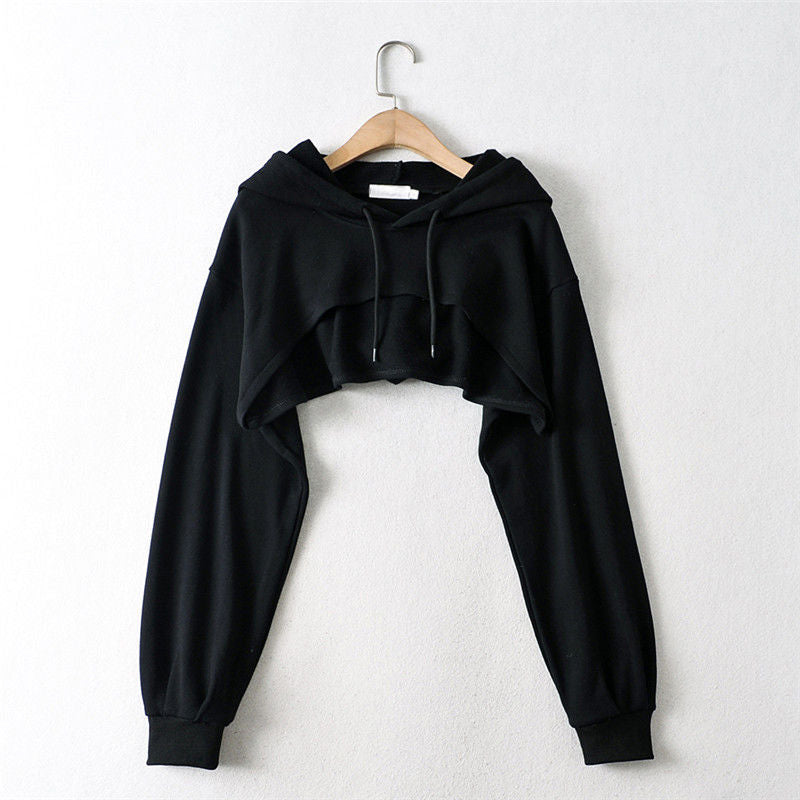 Chic Irregular Cropped Long-Sleeve Top