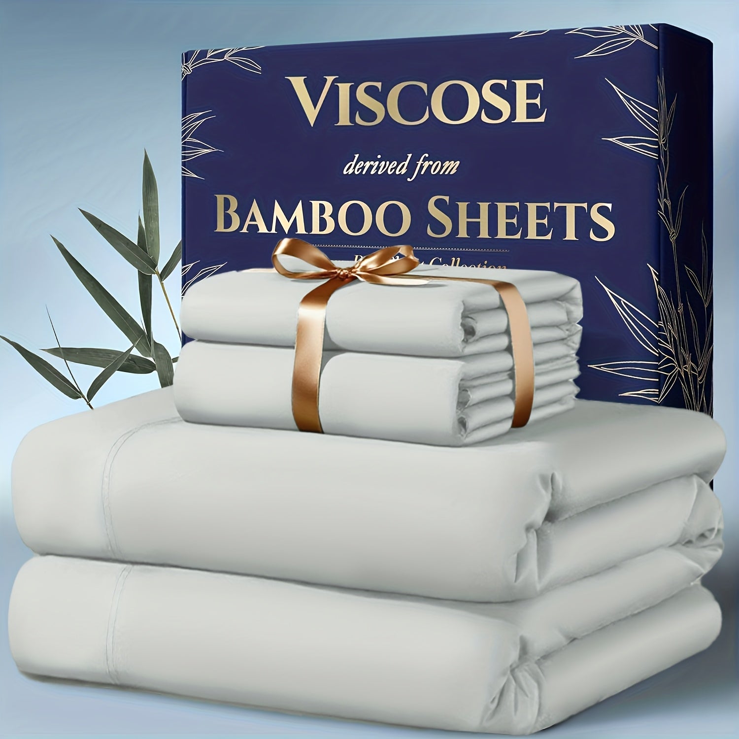 3‑Piece Bamboo Cooling Bedding Set – Extra Deep Pocket, Breathable & Cooling, Includes Pillowcase, Flat Sheet & Fitted Sheet, Queen & King