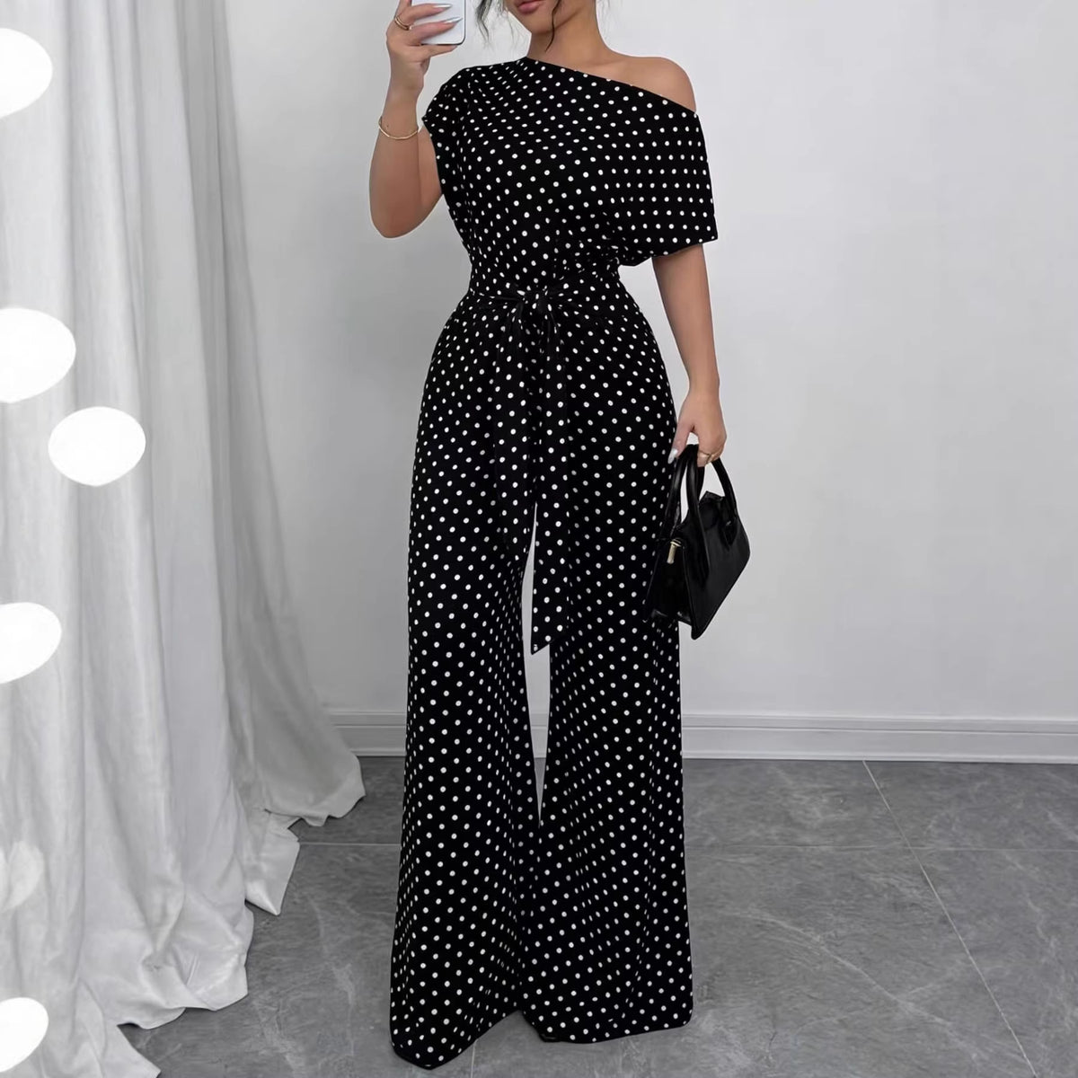 Butterfly-sleeve Jumpsuit With Wide Legs Womens