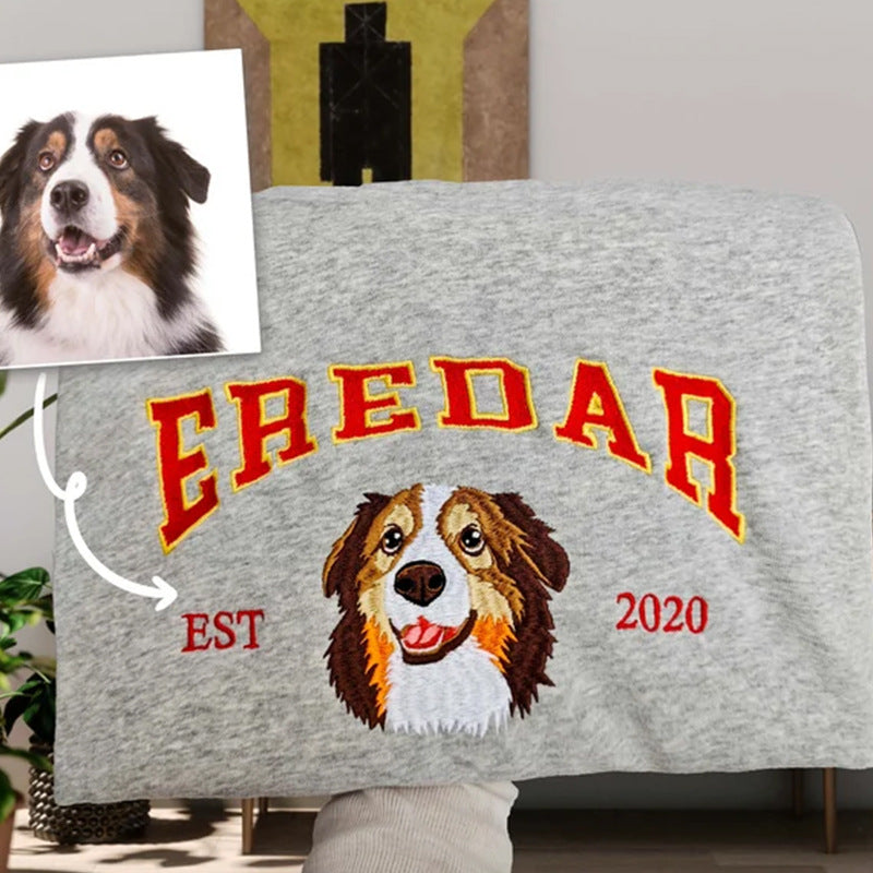 Custom Embroidered Pet Portrait Cozy Hoodie