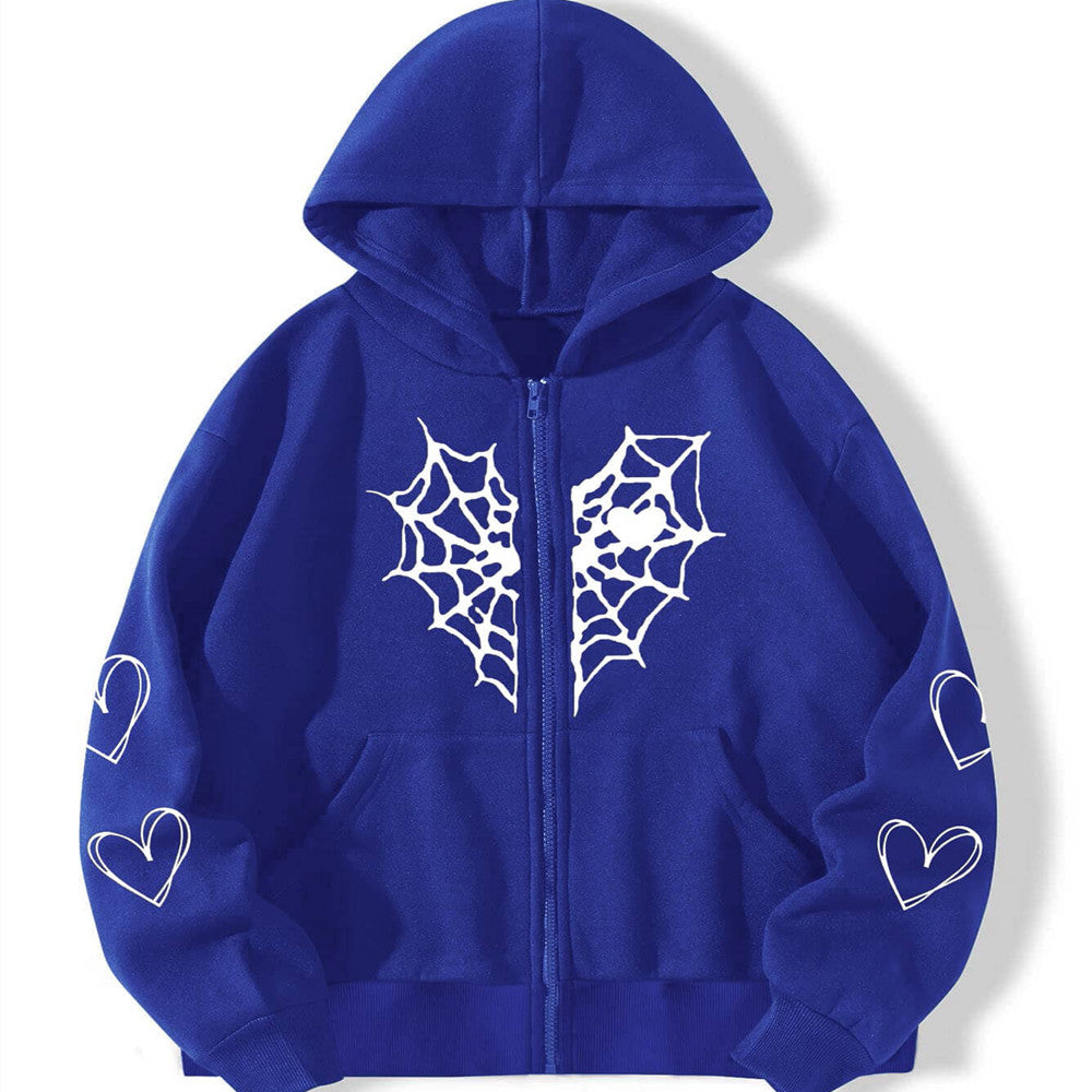 Women's Spider Web Hooded Cardigan Coat