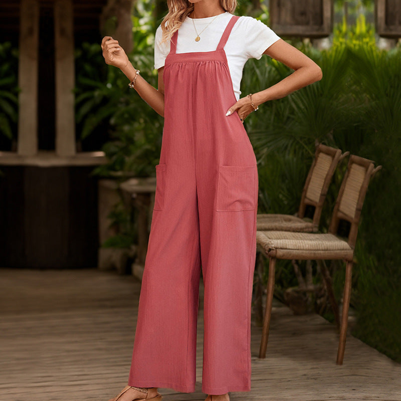 Commuter Straight-Leg Jumpsuit Trousers For Women