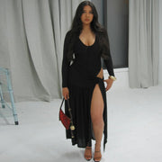 Women's Sexy Long-Sleeve Lace-Up Jumpsuit
