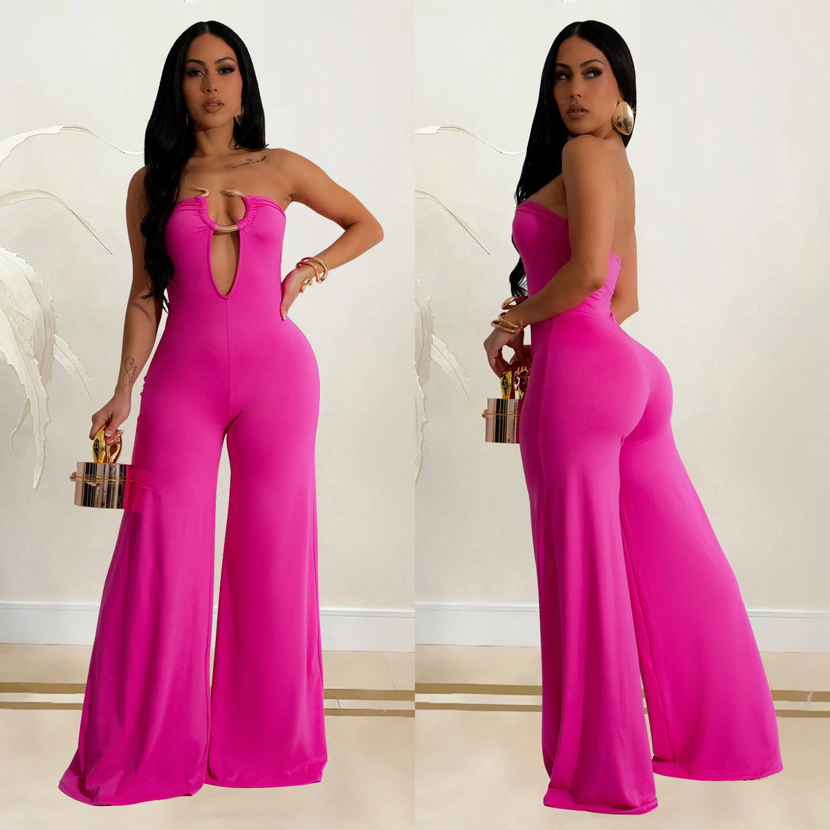 Chic Sleeveless Solid Color Long Jumpsuit for Women