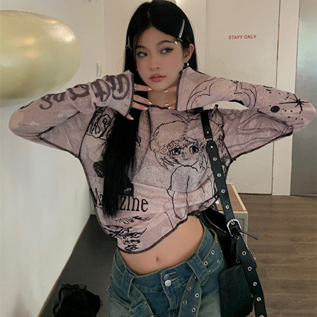Chic Printed Long Sleeve Top for Women