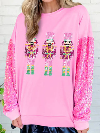 Festive Sequin Christmas Long-Sleeve Sweater