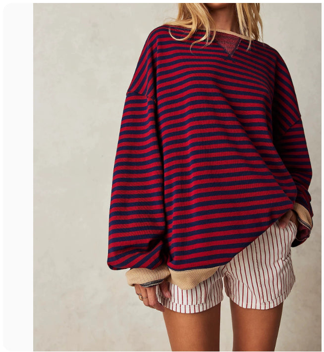 Cozy Multicolor Striped Loose Winter Sweater for Women