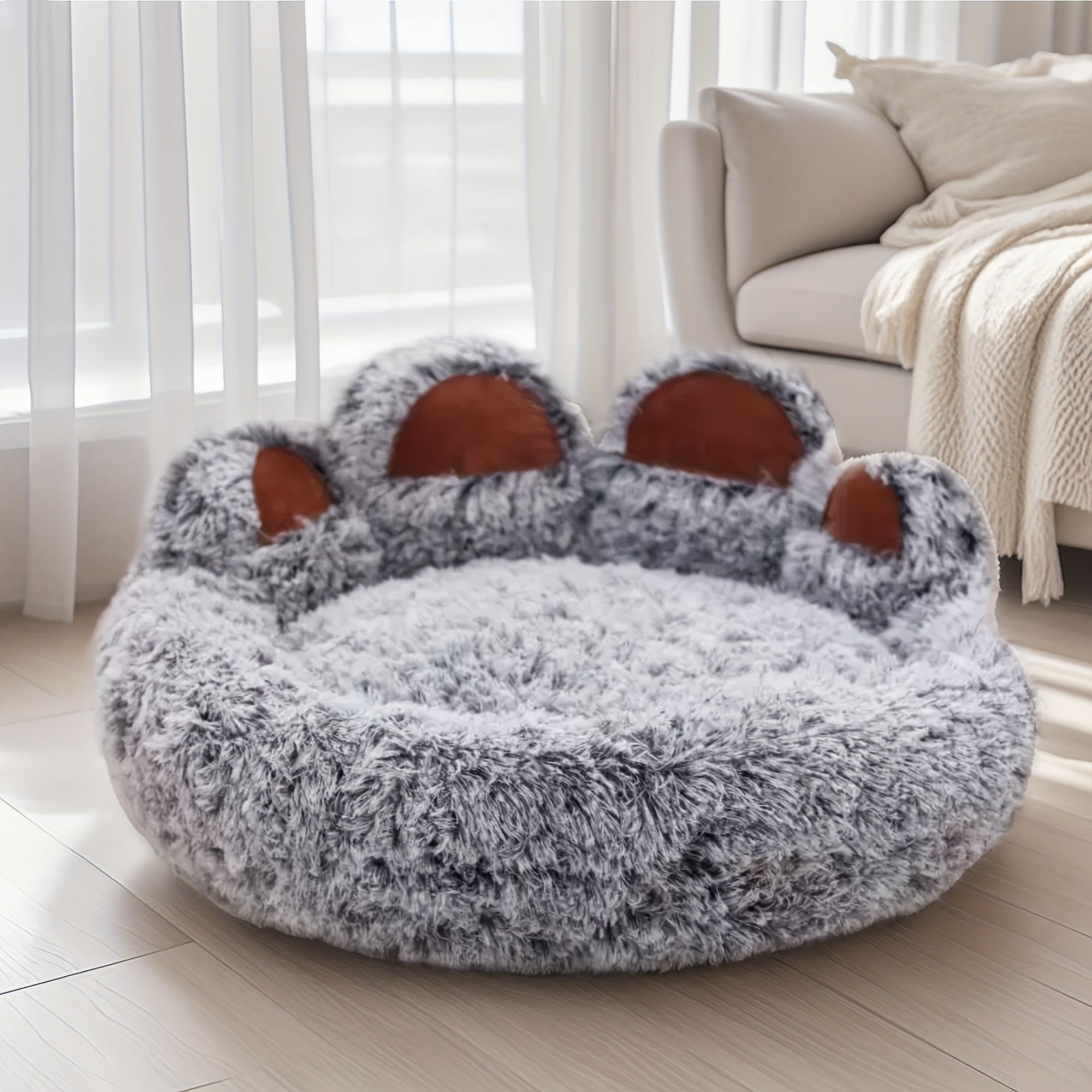 Plush Round Cat Bed With Removable Cushion - Dog Beds For Large Dogs Soft Faux Fur Donut Dog House For Indoor Kittens & Adult Cats, Dog, Pet, Warm & Cozy Pet Nest With Non-Slip Bottom Christmas Gifts