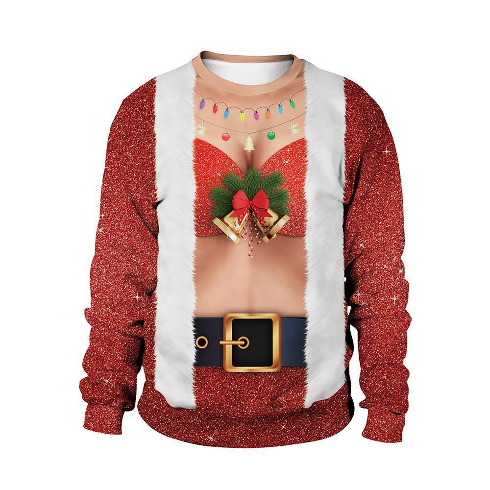 Festive 3D Print Christmas Couple Sweater