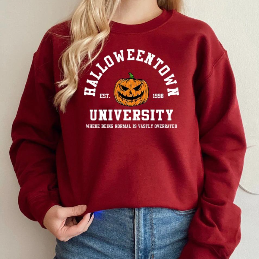 Halloween Colorful Pumpkin Print Crewneck Sweater