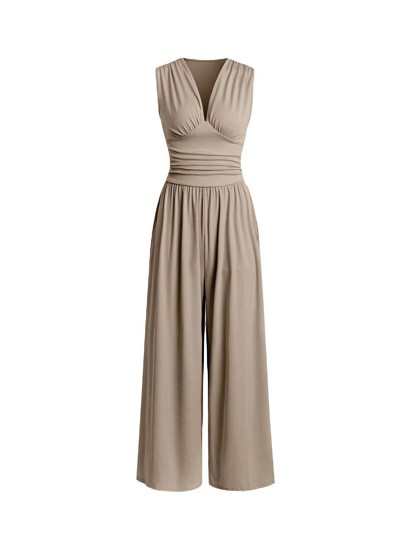 Women's Sleeveless Loose Wide-Leg Knitted Jumpsuit