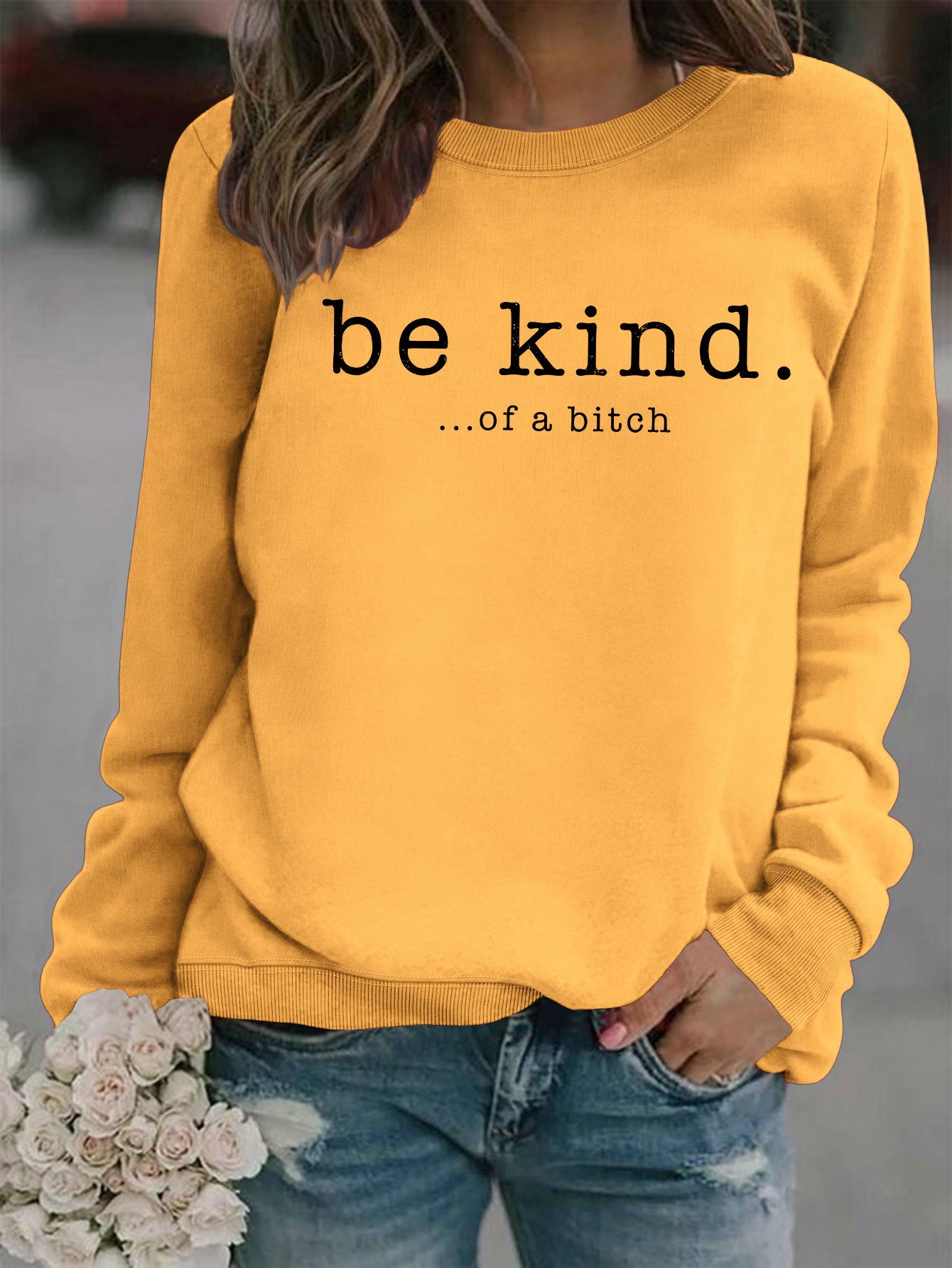 Women's Casual Printed Round Neck Pullover Hoodie