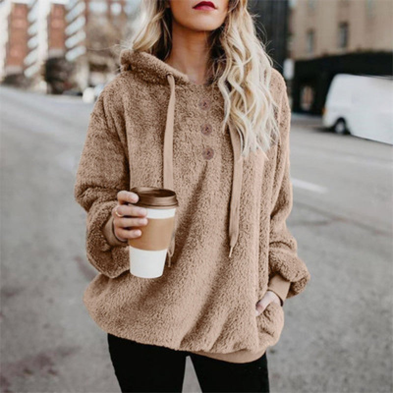 Women's Slim Fit Long Sleeve Solid Color Hoodie
