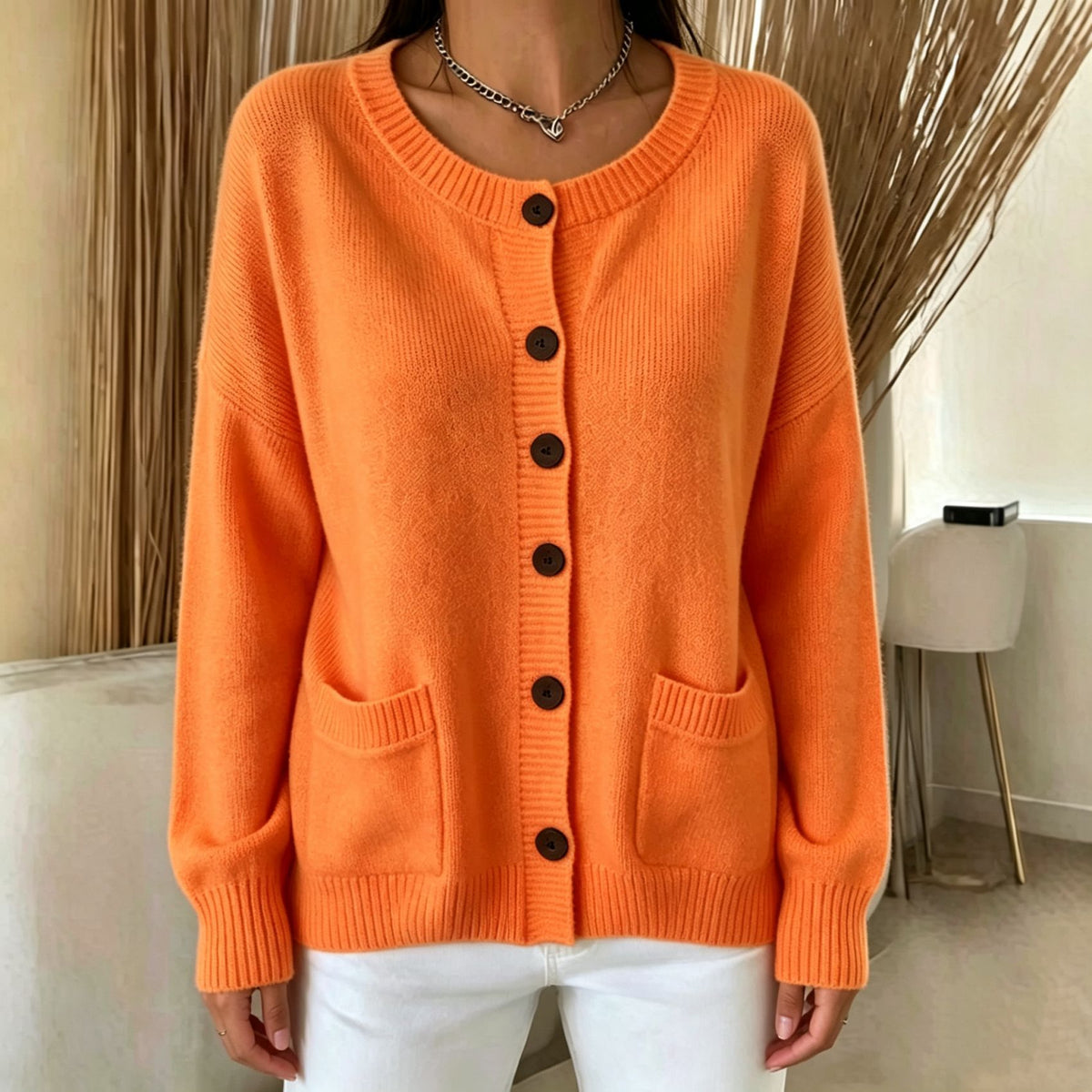 Womens Solid-color Knitted Cardigan Sweater Coat