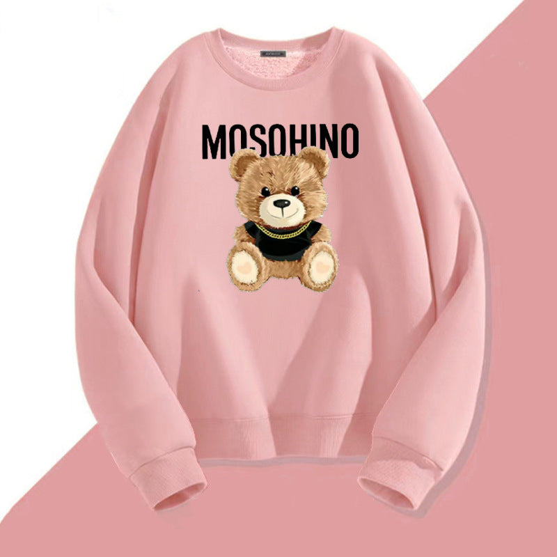 Cute Bear Print Couple Hoodie Matching Sweatshirt