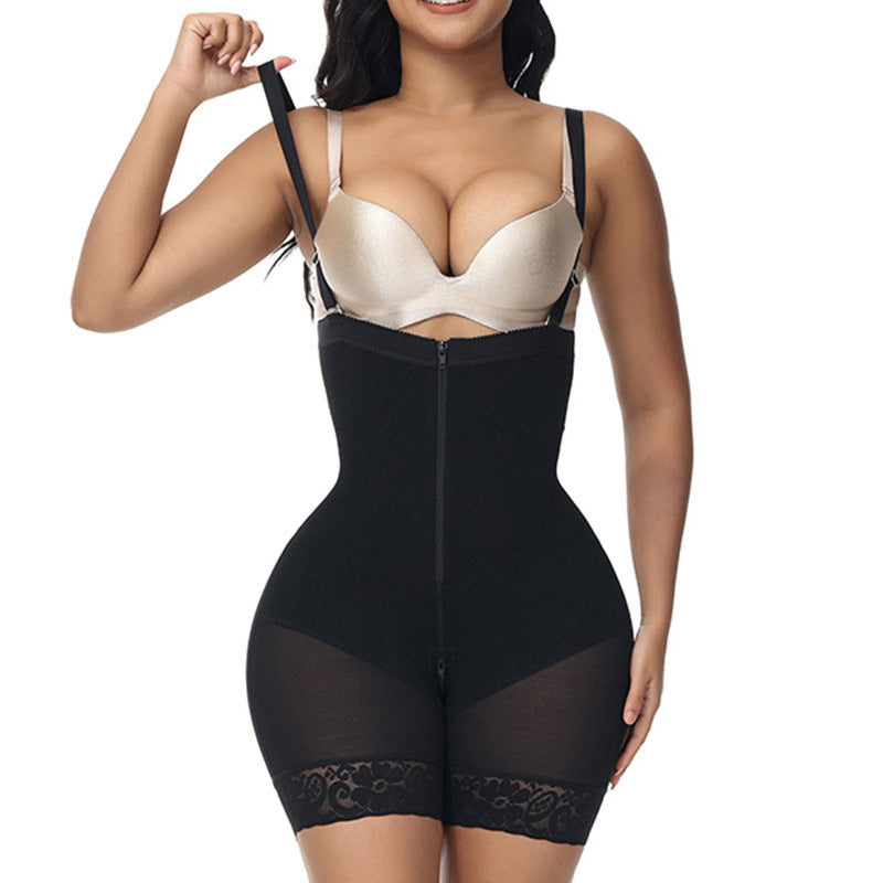 High Waist Shaping Crotch Zipper Corset Pants