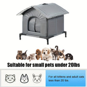 All-season Warm Dog House With Removable Roof & Ventilation Window - Insulated Windproof Outdoor Kennel For Small Dogs, Cats, Rabbits - Easy Assembly Winter Pet Shelter, Bite-resistant Grey Nest For