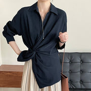 Design-Driven Adjustable Waist-Tie Shirt For Women