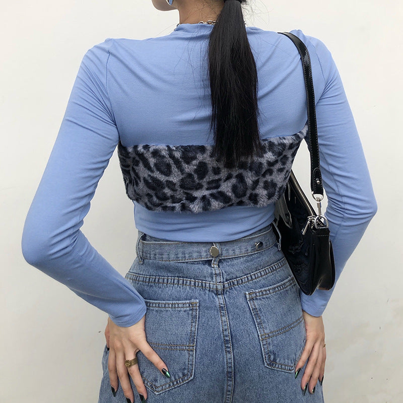 Women's Leopard Print Slim Long Sleeve Top