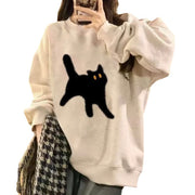 Retro Oversized Crewneck Sweater for Women