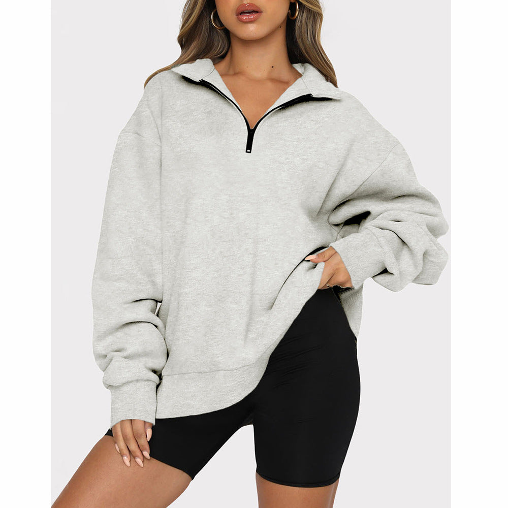 Women's Half-Zip Pullover Casual Long Sleeve Sweatshirt