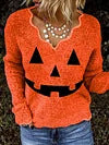 Wave Neckline 3D Printed Animal Pocket Pullover