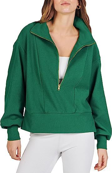 Women's Half-Zip Long Sleeve Pullover Sweater