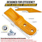 Universal Digging Bucket Tooth with Bolts – Replacement for Skid Steer Loader and Mini Excavator Buckets (1-5 ton)
