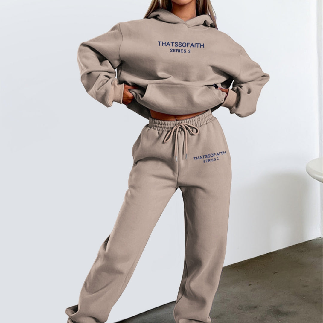 Women's Letter Print Hoodie & Trousers Set