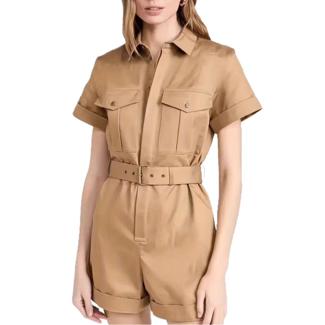Elegant Pocketed Waistband Workwear-style Jumpsuit