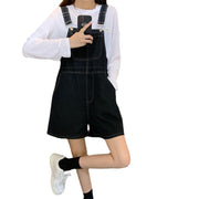 Denim Suspender Shorts Women's Summer