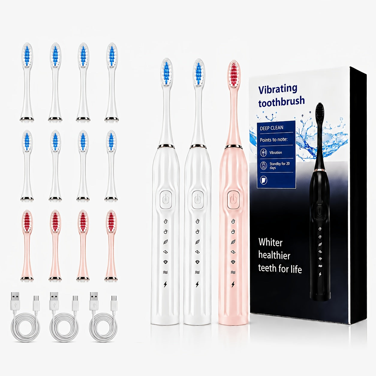 18-Piece IPX7 Sonic Electric Toothbrush Set with 6 Modes