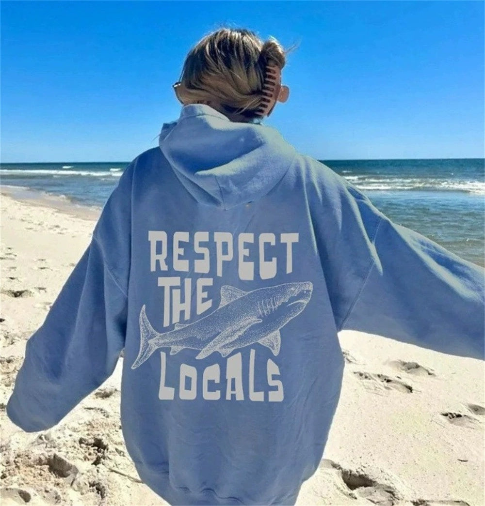 Casual Letter Print Long Sleeve Loose Hooded Pullover